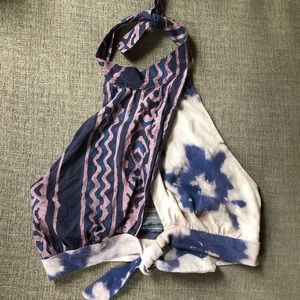 Tie-Dye and Print Halter Top